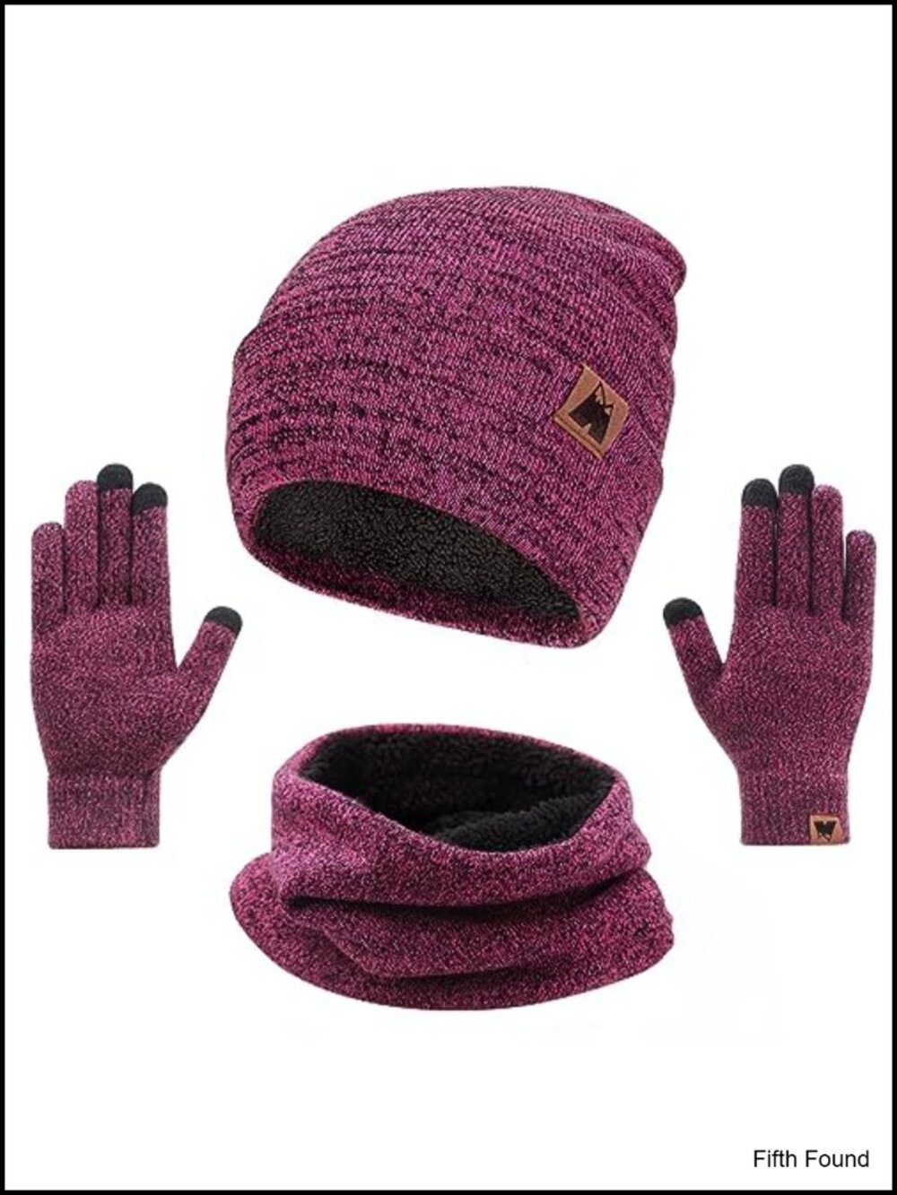 Fleece Lined Beanie Scarf Touch Screen Gloves 3-Piece Winter Set
